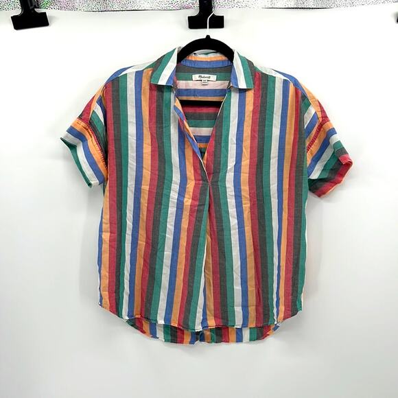 Madewell Courier Button-Back Shirt in Festival Stripe - XXS - Picture 1 of 7